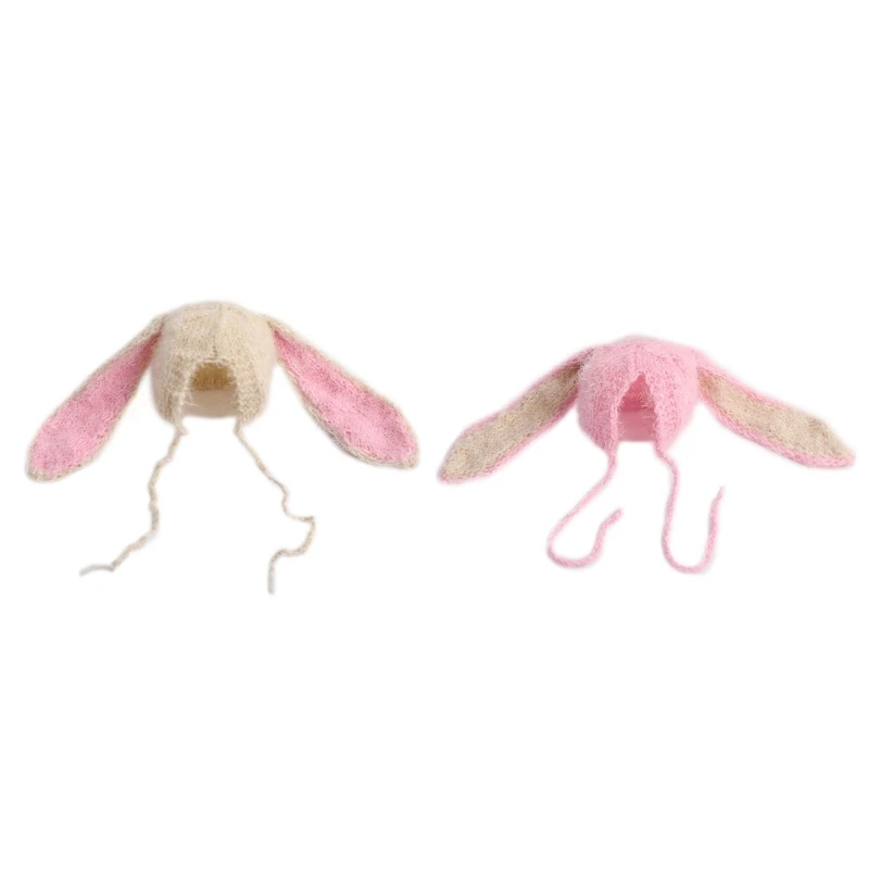 

Bunny Ears Costume Hat Newborn Photography Props Baby Photoshooting Caps Lovely Rabbit Hat Skin-Friendly Infant Headwear