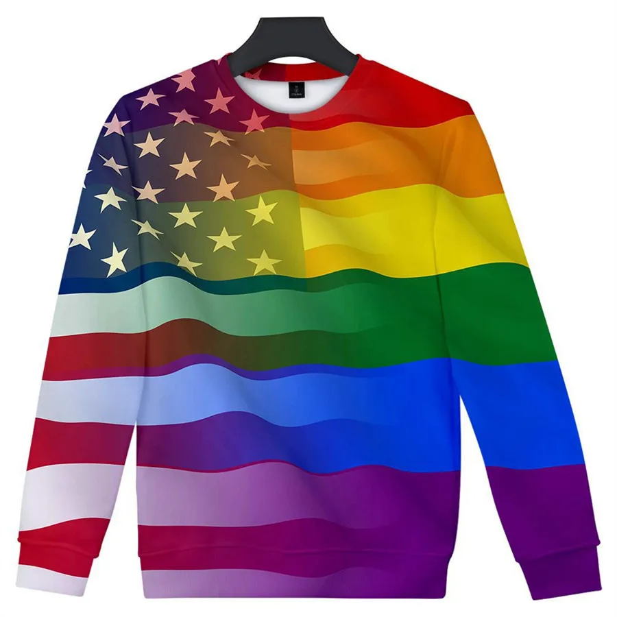 New Free LGBT Flag Hoodies Sweatshirt For Lesbian Gay Pride Colorful Rainbow Clothes For Gay Home Decor Gay Friendly LGBT Equity