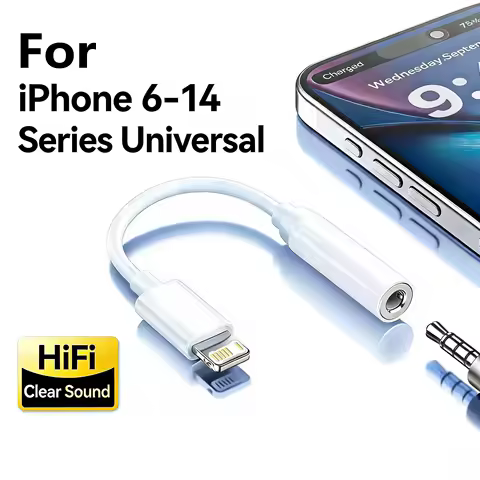 Original Headphone Adaptador For iPhone 14 13 12 11 Pro Aux Audio Splitter Lighting To 3.5mm Adapter Earphone Jack Cable