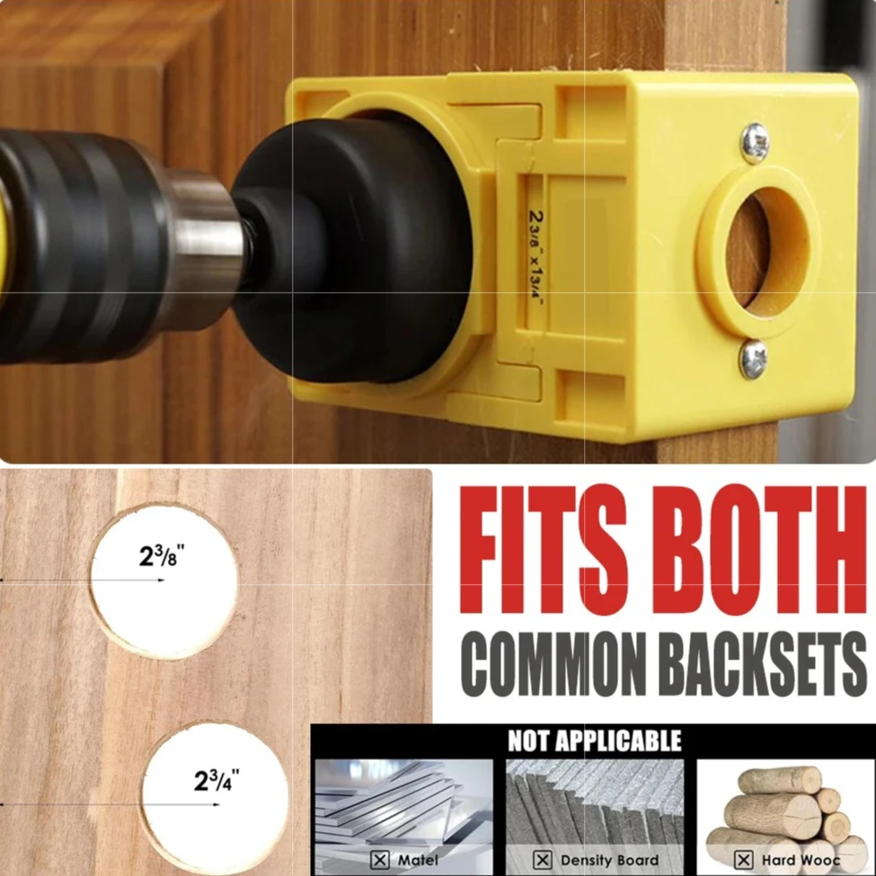 for 35-43mm Door Thickness Door Lock Installation Kit, Adjustable Guide Template with Carbon Steel Hole Saw