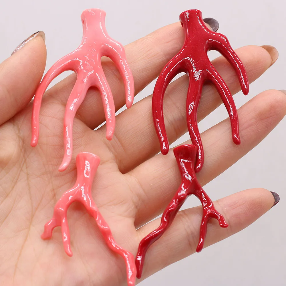 1PCSNatural Stone Coral Bead Red Irregular Branch Shape Pendant For Jewelry Making DIY Bracelet Necklace Earrings Charm Gift