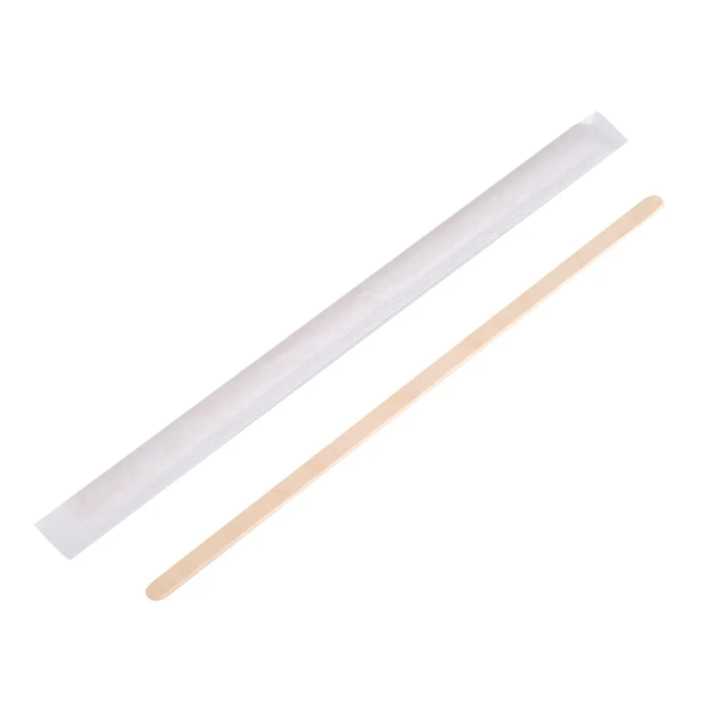 500PCS Set 7 Inch Length Wooden Coffee Stir Sticks Individually Paper Wrapped Disposable Disposable Stir Sticks Wood Material