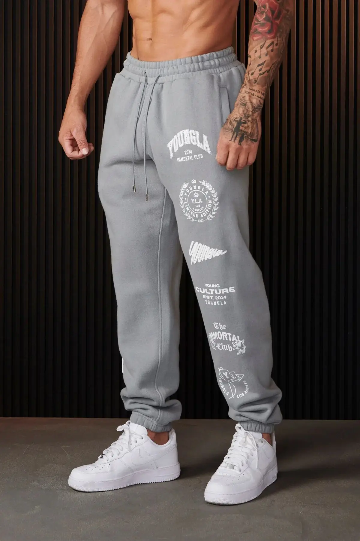 Joggers men's sweatpants, gym casual pants, cotton printed leggings, trendy hip-hop street pants