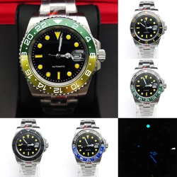 40MM No Logo Automatic Men's Watch Waterproof Solid Case Ceramic Bezel 8215 Men's Watch  Strap