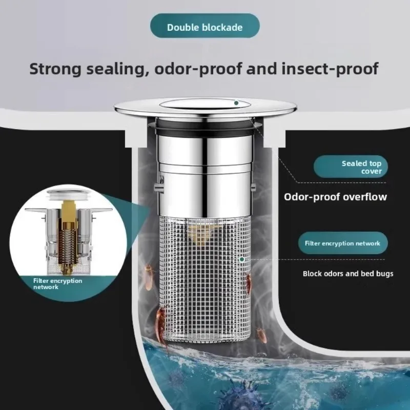Universal Washbasin Pop‑Up Drain Filter Stainless Steel Mesh Anti‑Clog Insect Proof Sink Hair Catcher Bathroom Drain Stopper
