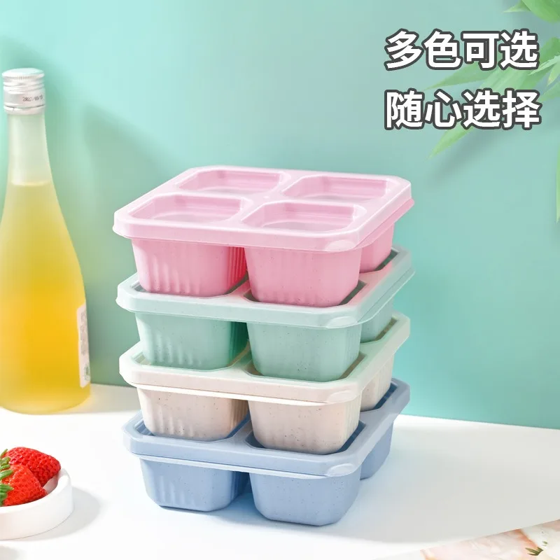 4 Grid Snack Containers Reusable Meal Prep Lunch Portable for Kids and Adults Home Storage Bottles Kitchen Tool