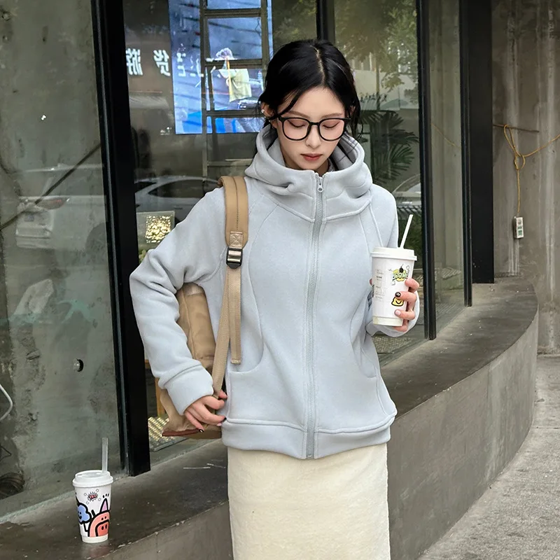 Sudadera con capucha de lana para mujer, gruesa y aislante para otoño e invierno, chaqueta Softshell para exteriores, forro impermeable y transpirable