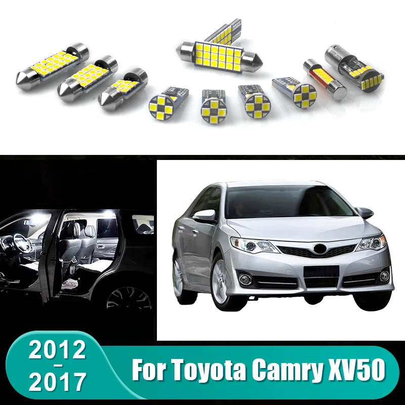 Für Toyota Camry 50 XV50 2012 2013 2014 2015 2016 2017 7-teiliges Set Auto-LED-Lampen Innenraumleselampe Schminkspiegelleuchte Zubehör