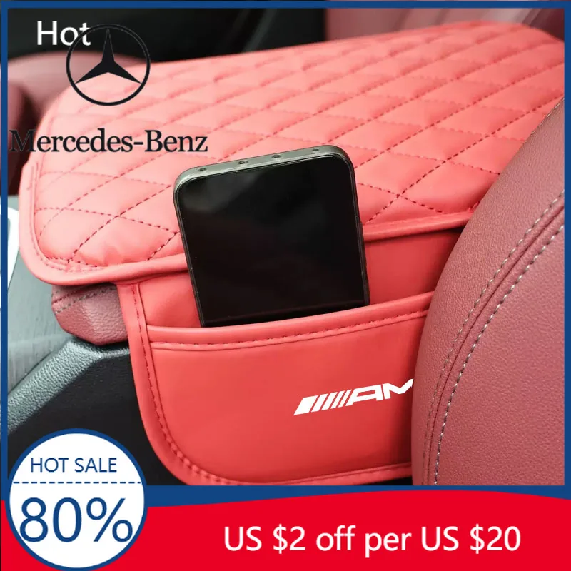 

Hot Car Sticker Center Console Arm Rest Protector Leather Car Armrest Box Pad Storage Pocket for Mercedes Benz AMG W210 W211 W12
