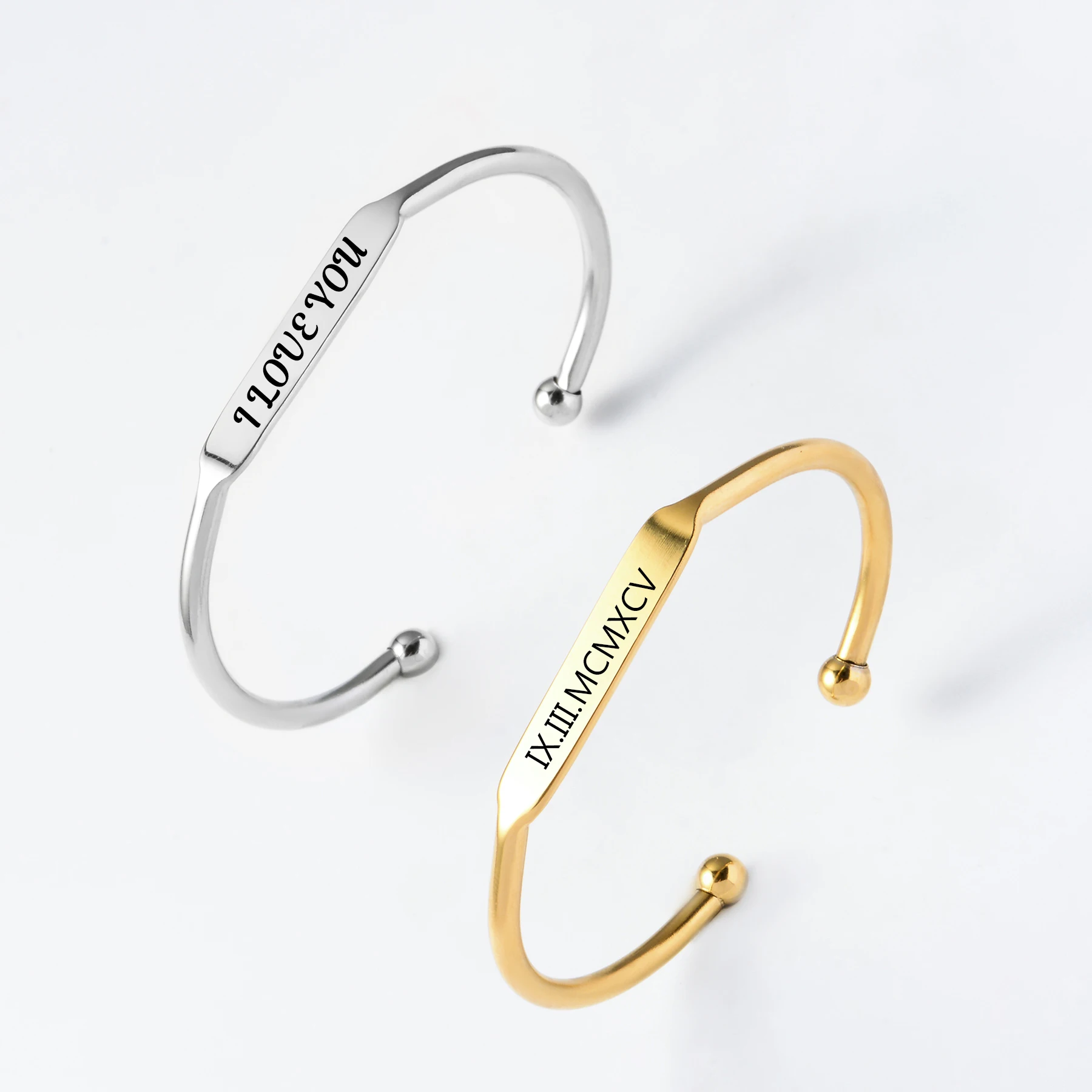 Simple C Shape Bangle Stainless Steel Opening Bracelet Can be engraved Logo name letters Personalized Jewelry Gift Dropshipping