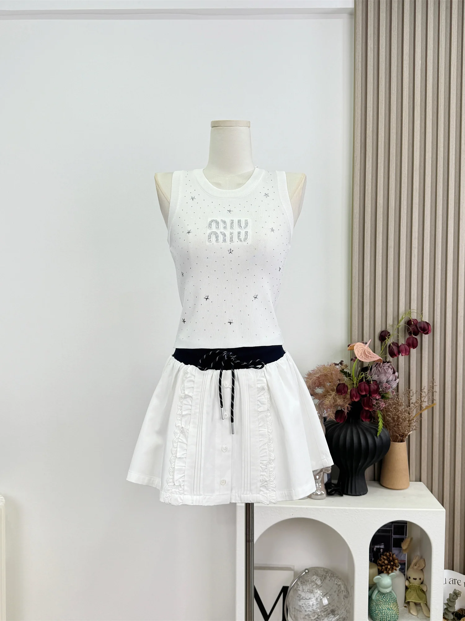 Cotton Feel Sporty Sweet Girl's Puffy  Skirt Short Skirt Women High Waist Cotton Blend Spliced Skirt Summer Collection