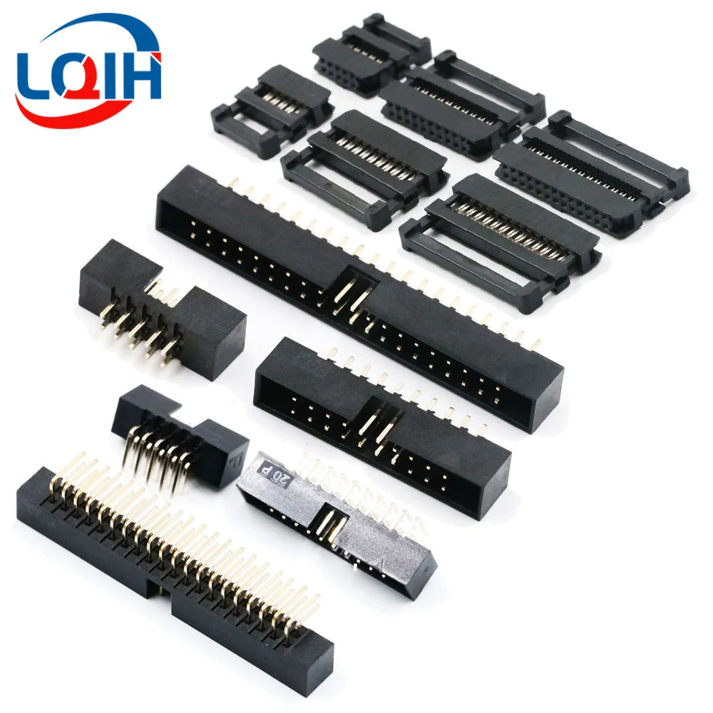 10PCS 2.0mm Pitch FC 6/8/10/12/14/16/18/20/24/26/30/34/40/50Pin Female IDC Socket Connector Ribbon Cable DC3 Header Male Socket