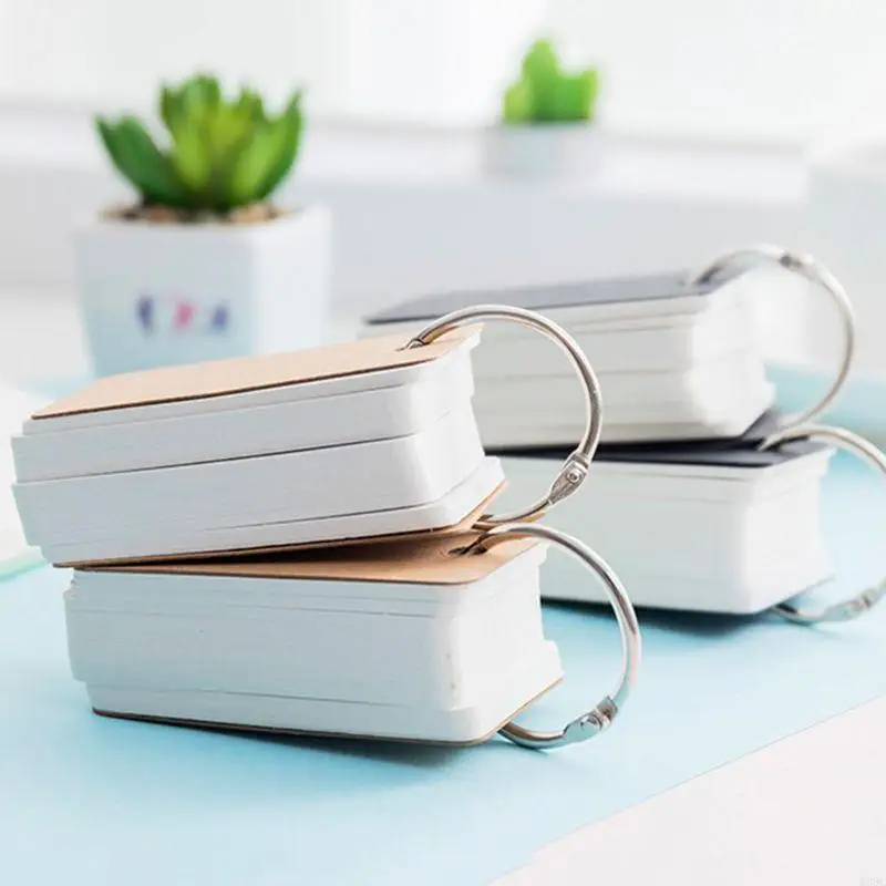 W89C Simple DIY ดัชนีกระดาษแข็งฝาครอบกระดาษเปล่าบัตรกระดาษบันทึกบันทึกบุ๊คมาร์ค Binder Rings