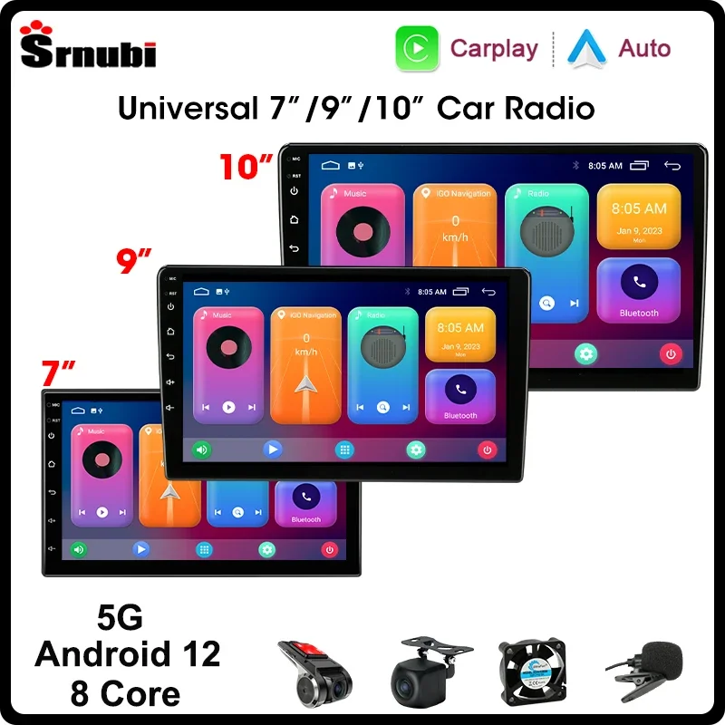 

Srnubi 7 9 10'' Android 12 2 Din Car Radio For Toyota VW Kia Nissan Honda Lada Ford Multimedia Player Carplay Stereo 4G GPS DVD