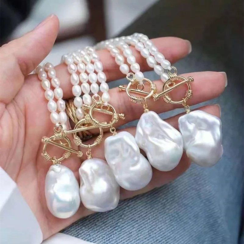 Freshwater Baroque Sweater Chain Women'S Small Pearl Necklace