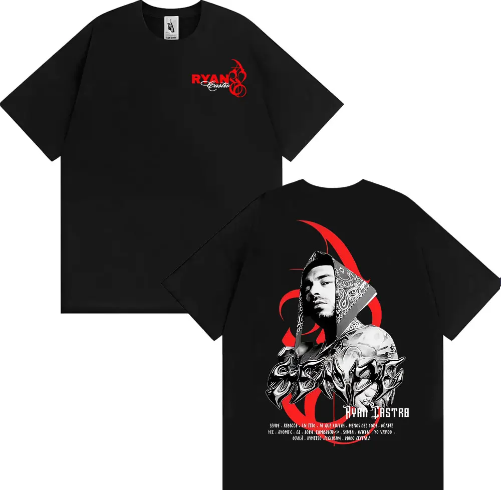 ريان كاسترو ألبوم جديد جولة ميرش تي شيرت للرجال الصيف بلايز عالية الجودة تي شيرت رجل الهيب هوب الشرير المتضخم تي شيرت الشارع الشهير