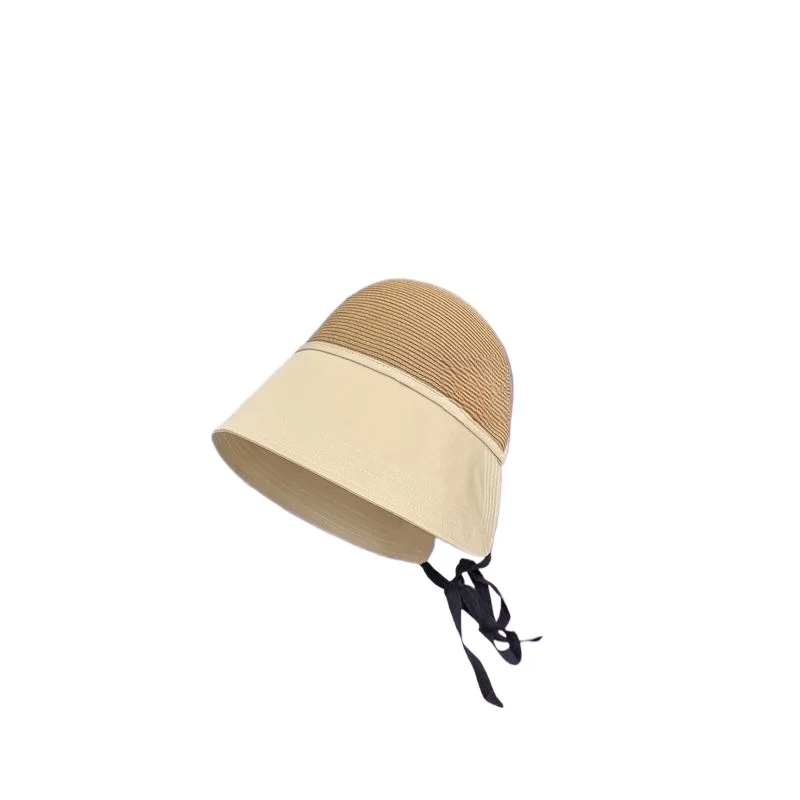 

Female summer face covering sunscreen hat seaside bucket hat travel shade straw hat tide