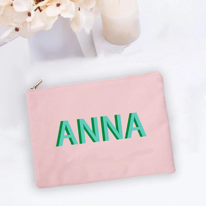 Bolsa de maquiagem monograma de sombra personalizada, bolsa de cosméticos com nome personalizado, organizador de produtos de higiene pessoal para