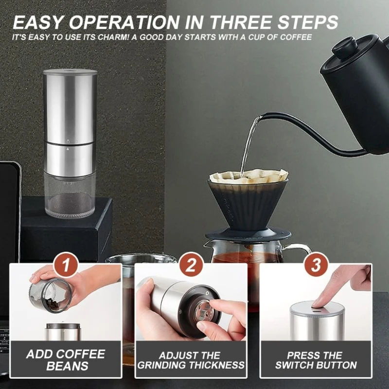 Electric Coffee Grinder Adjustable Grind Settings Plastic Coffee Mill Portable Coffee Bean Grinder for Outdoor Portable