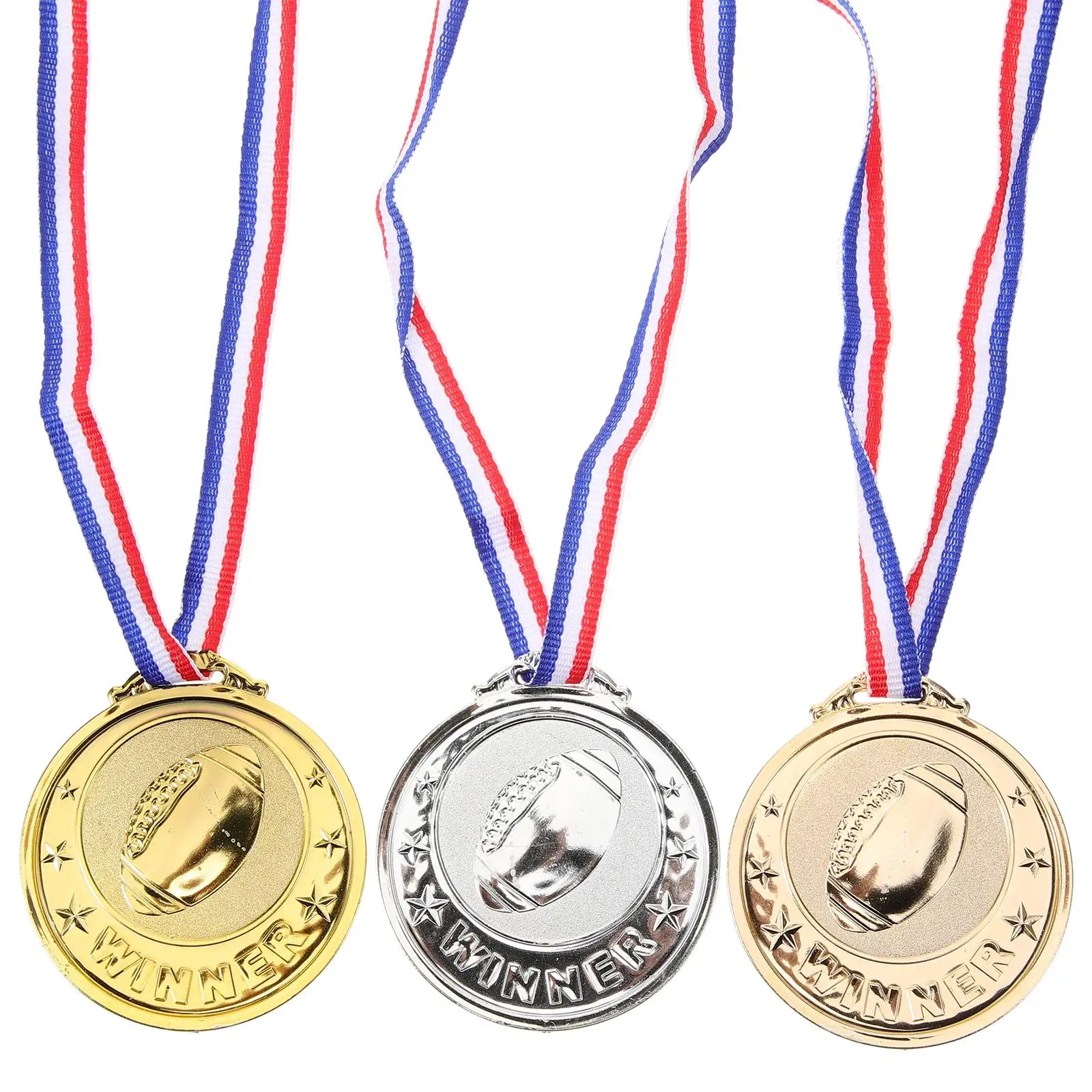 

3 Pcs Plastic Award Medals for Rugby Soccer Marathon Decorative Encouragement Child Props Sports Day Competition Reward