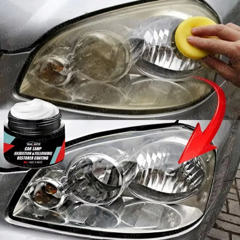 Car Headlight Restoration Polishing Kit - Scratch Remover & Oxidation Cleaner Repair Paste for Headlamp Assembly