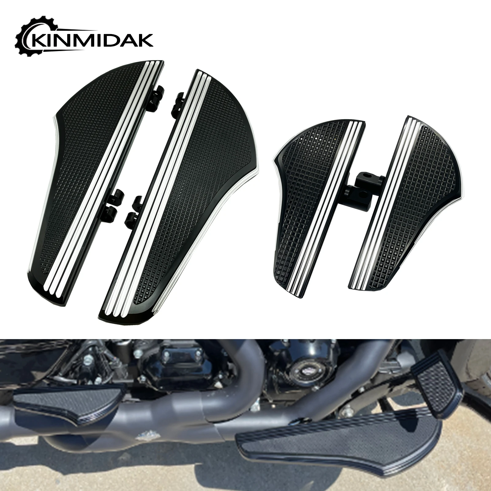 Motorcycle Defiance Driver Passenger Floorboards Foot Boards Kits For Harley Touring Road King Road Street Glide FLST Softail