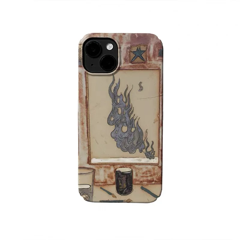 

Brown Color Tone Black Flame Art Phone Case for IPHONE 17 Air 16E 15 PROMAX 14 Plus 13 12 MINI 11 16Plus XR Acrylic Phone Cover