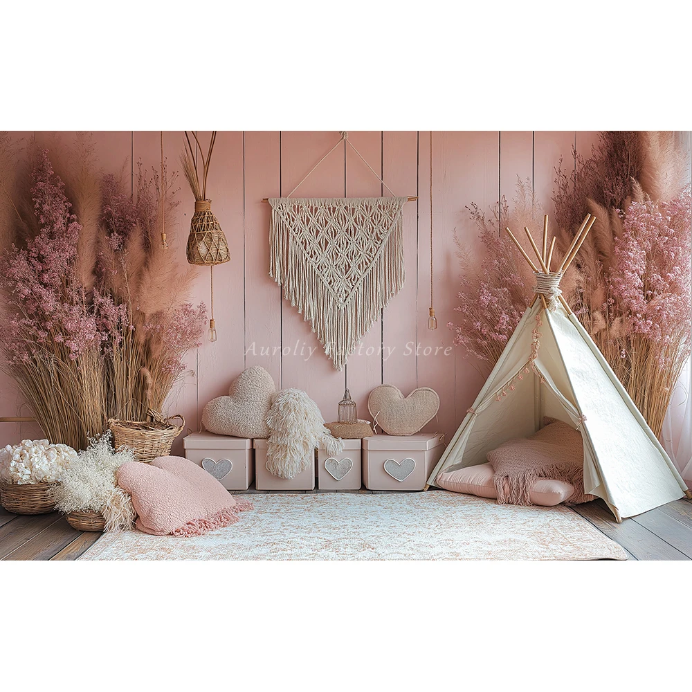 Rainbow Balloon Arch Background Cake Smash Photobooth Props Bohemian Flower Backdrop Kids Adult Party Boho Photo Banner