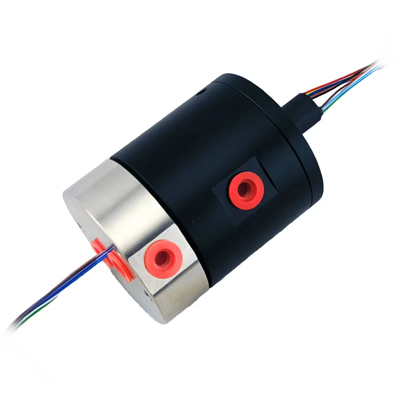 

Pneumatic and electrical combination slip ring 2 G1/8 thread connector electrical integrated slip ring