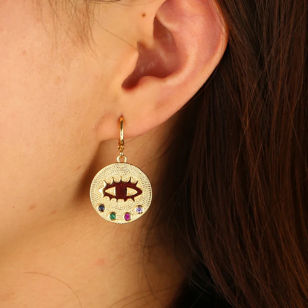 NEW fashion Small hoop with colorful cz circle floating beads unique women girl mix cz color Huggie small hoop earring