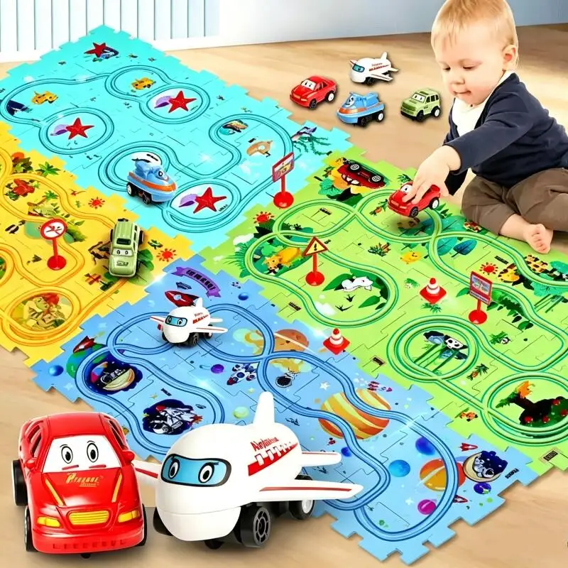 

DIY Assembly Electric Tain Railroad Speeder Car Puzzle Automatic Rail City Scene Construction Children Toys Boy Education Gifts