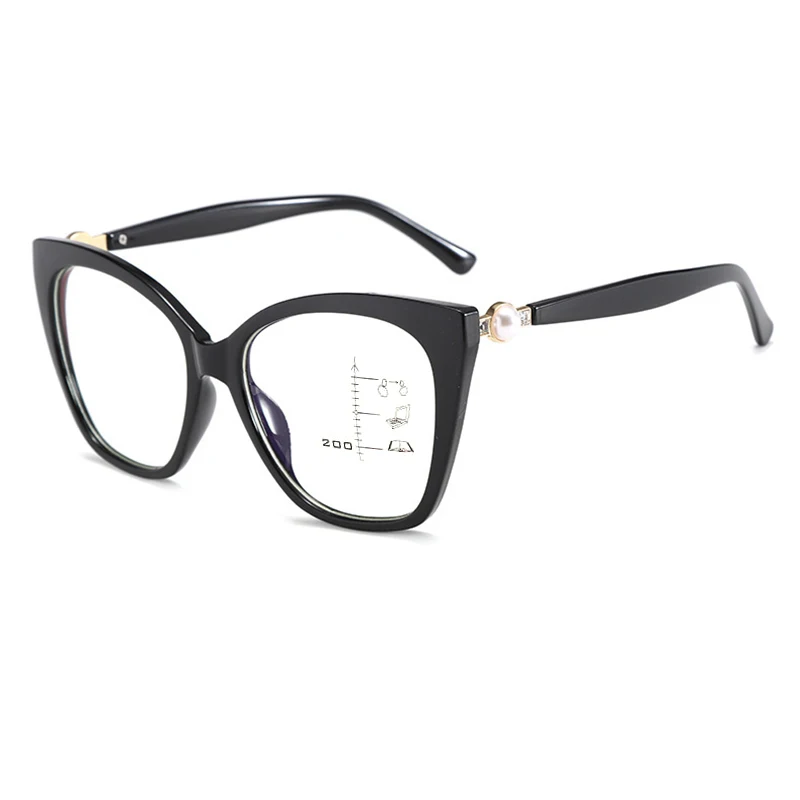 Nouvelles Lunettes de Lecture Progressives Anti-Lumière Bleue pour Femmes, Style Papillon Œil de Chat, Perles Tendance, pour Vision de Près et de Loin, Hypermétropie