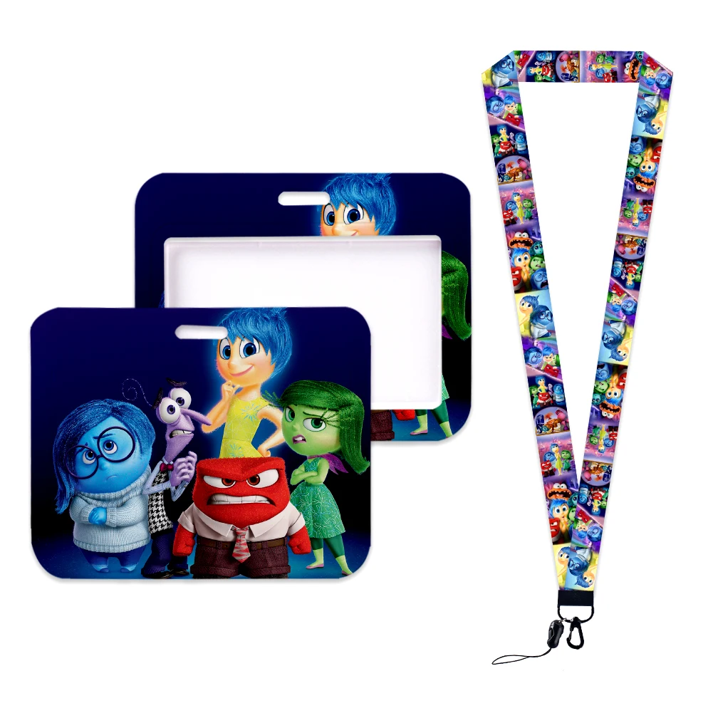 Disney Inside Out 2 Cute Horizontal Card Case Lanyard ID Badge Holder University Bus Pass Case Cover Slip Bank Card Holder Strap