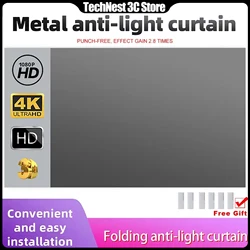 For All Projector Screen Reflective Enhance High Brightness 60 100 120inch Fabric Cloth HD Foldable Projection Portable Curtain