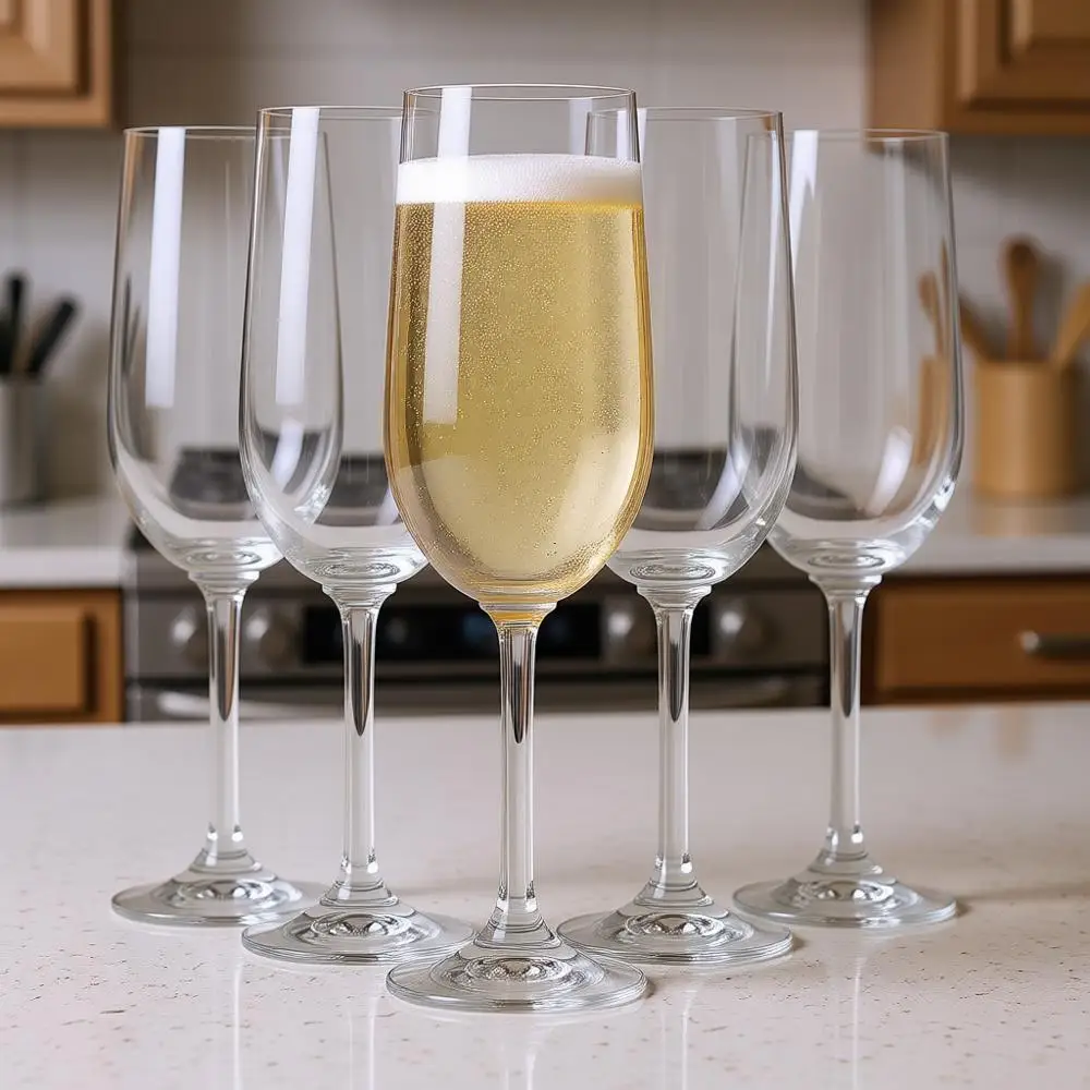 

Classic Design Sparkling Wine Glasses | Set of 6 | 7.1 oz | Wide Bowl | Transparent | for Home, Restaurant & Parties | Dishwashe
