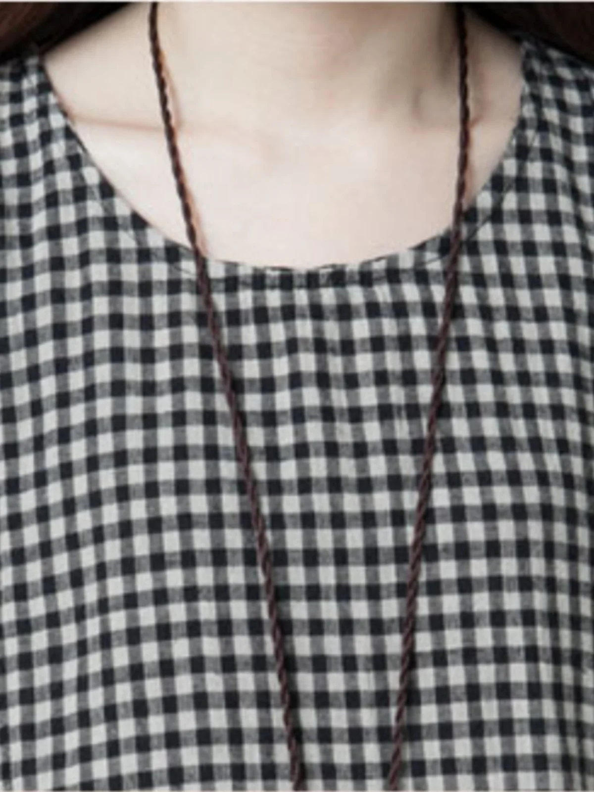 Lâche coréenne Sle femmes Dr été nouveau Faion Patchwork coton lin Plaid ort Sve Long Dr décontracté trajet