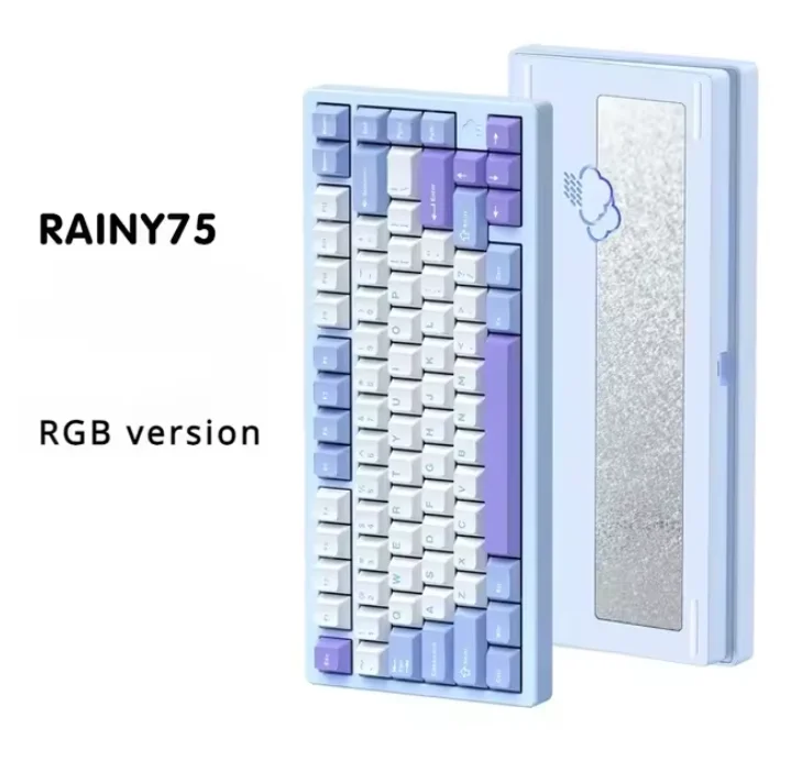 【極美品・おまけ付き】 Rainy75 color ブルー メカニカルキーボード RAINY75 メカニカルキーボードアルミ合金トライモード RGB ワイヤレス