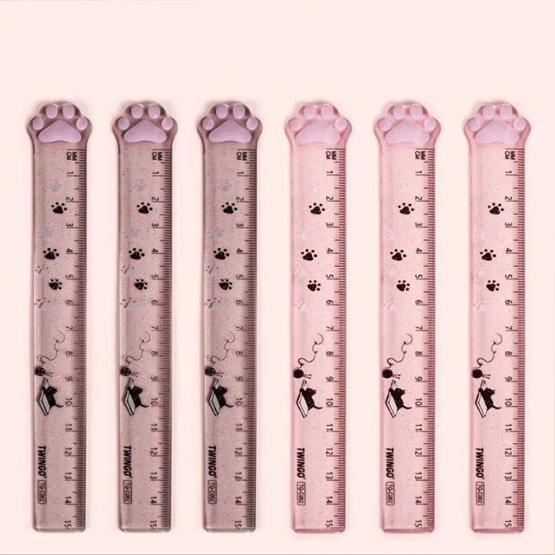 

36 pcs/lot Kawaii Cat Paw Acrylic Ruler Cute Straight Rulers Drawing Bookmark Promotional Stationery Gift School Office Supply
