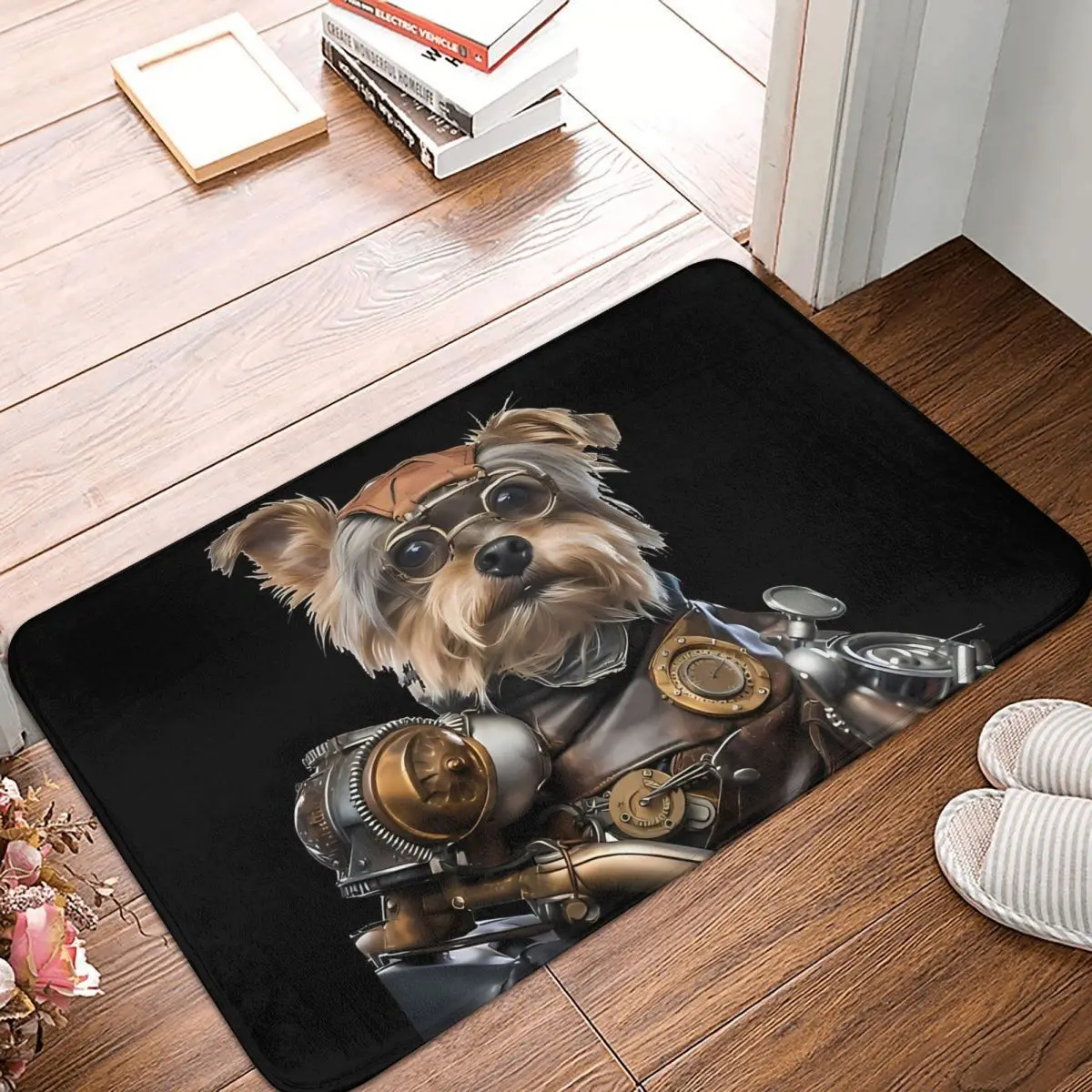 Yorkshire Cartoon Anti-Slip Doormat Bath Mat Biker Bath Balcony Carpet Welcome Rug Bedroom Decorative