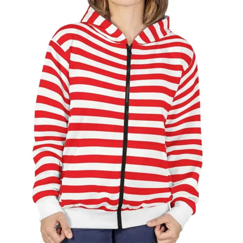Herfst en winter dames hoodie met rits 3D streep klassieke mode streetwear jas nieuwe outdoor casual mode losse herenkleding top