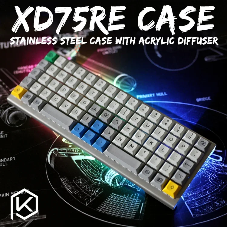 stainless steel bent case for xd75re xd75  xd75am 60% custom keyboard acrylic panels acrylic diffuser