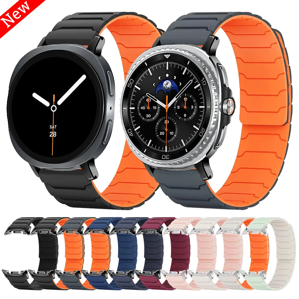 Силиконовые ремешки с магнитной петлей для Galaxy Watch 8 серии, ремешок для Samsung Galaxy watch 8, 40 мм, 44 мм/8, классический спортивный браслет 46 мм