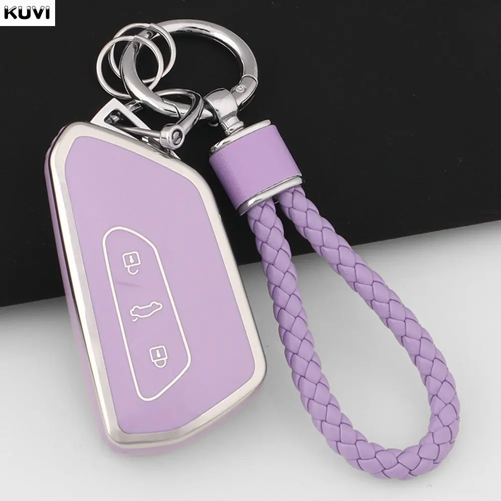 NEW TPU Car Key Case Cover For VW Volkswagen Golf 8 MK8 ID3 ID4 Cupra Skoda Octavia A8 SEAT Leon MK4 Formentor Tarraco Keychain view 4