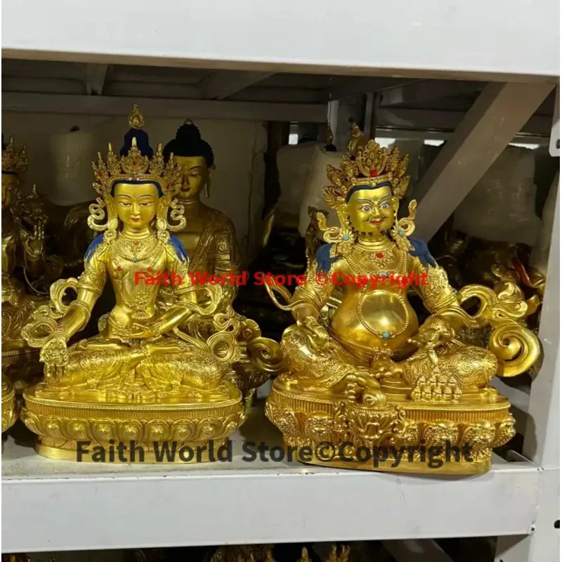 wholesale Tibet Buddha statue High quality copper Tantric Yellow Jambhala god of wealth ksitigarbha home family temple worship