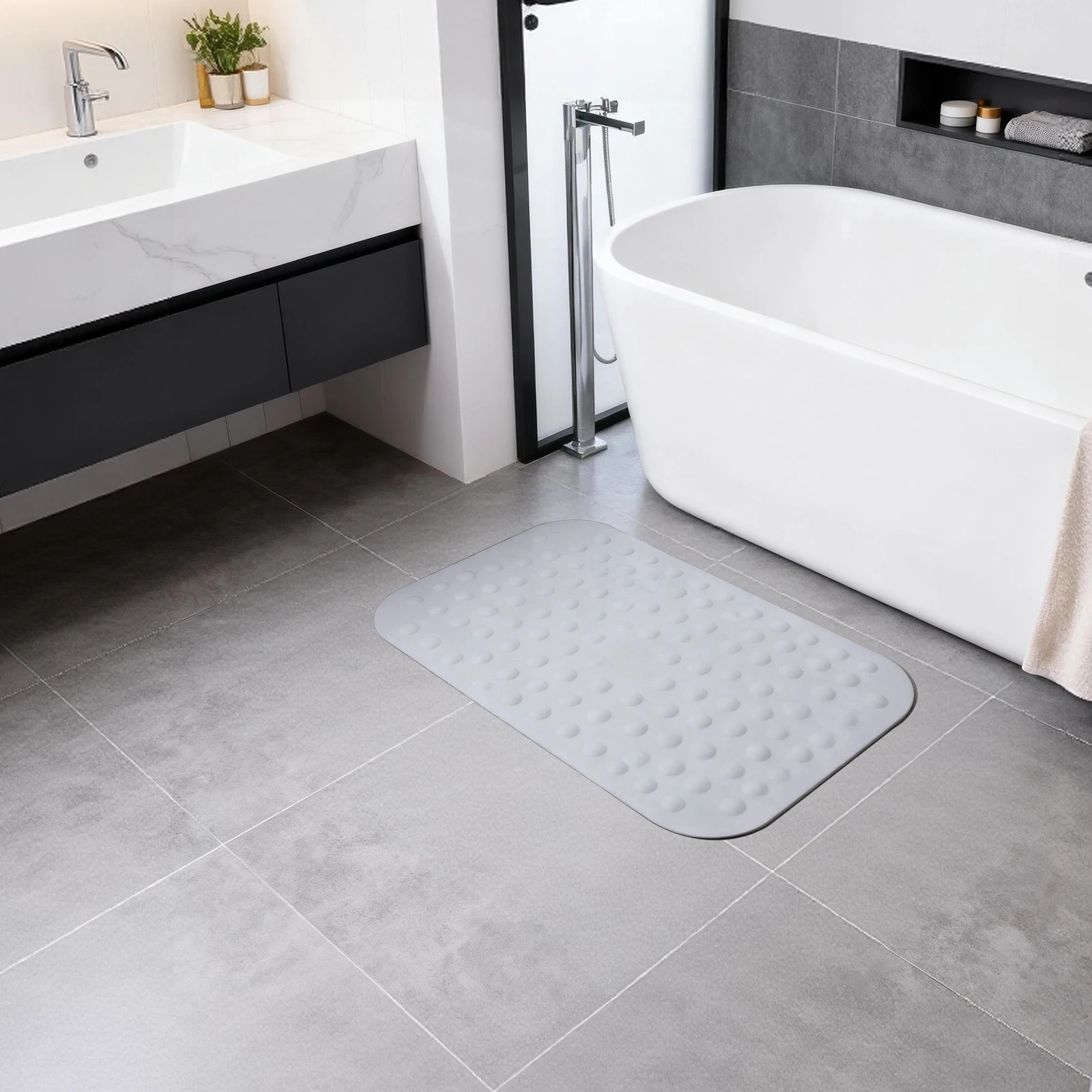 

Мягкий эластичный коврик для ванной с мощными присосками, нескользящий коврик для душа, быстросохнущий, противоскользящий коврик для ванны для безопасности на полу в ванной комнате