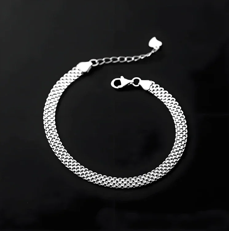 925 sterling Silver Bracelets Mesh chain for Women men Wedding Lady Noble Pretty Jewelry Fashion Nice Chain 20cm 8inch