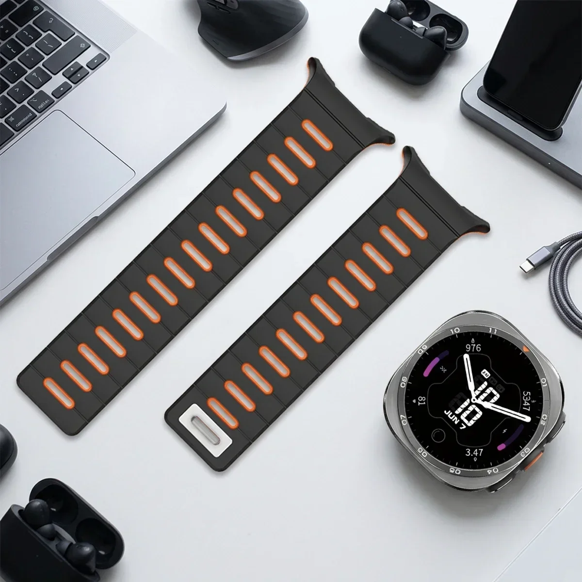 Magnetisches Silikonarmband für Samsung Galaxy Watch Ultra 2 47 mm, Sportarmband für Galaxy Watch 9/8 40/44, Watch 8 Classic 46 mm, Armband. – Detail 7