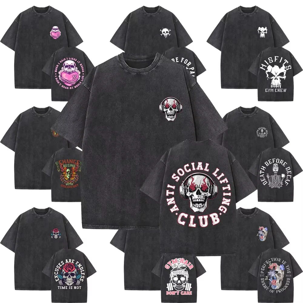 الرجال والنساء متعة اللياقة البدنية ممارسة كمال الاجسام غسل الرجعية مكافحة الاجتماعية رفع الأثقال نادي الهيكل العظمي الصالة الرياضية غطاء المضخة تي شيرت