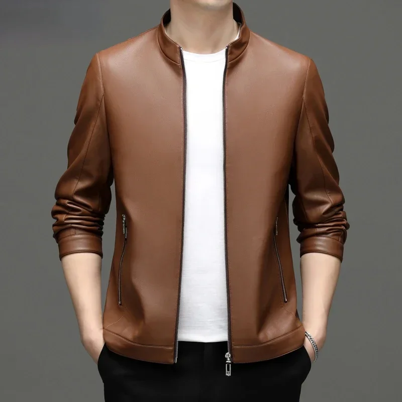 Men's Leather Jackets 2025 Fall Winter Genuine Jacket Men Clothes Warm Plush Coats Casual Business Coat Chaquetas Hombre