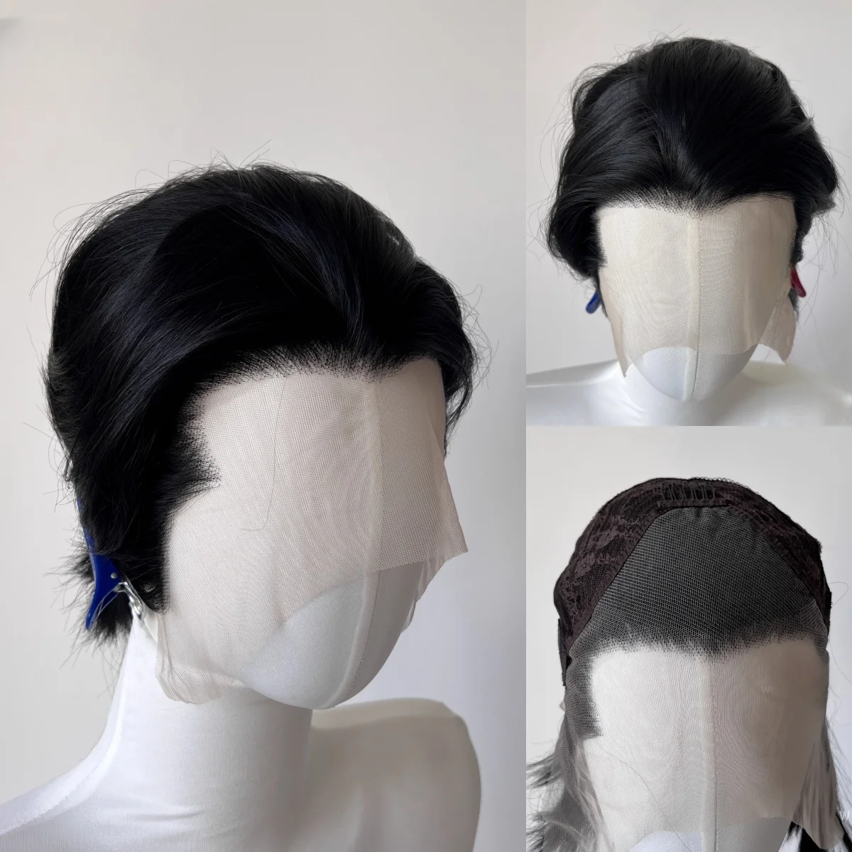 

Black Short Hair Wig for Man with A Slicked-back Hairstyle Cosplay 13*4 HD Synthetic Lace Front Wig Short Wigs Frontal Peluca
